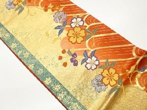 桜に紅葉・青海波模様織出し袋帯